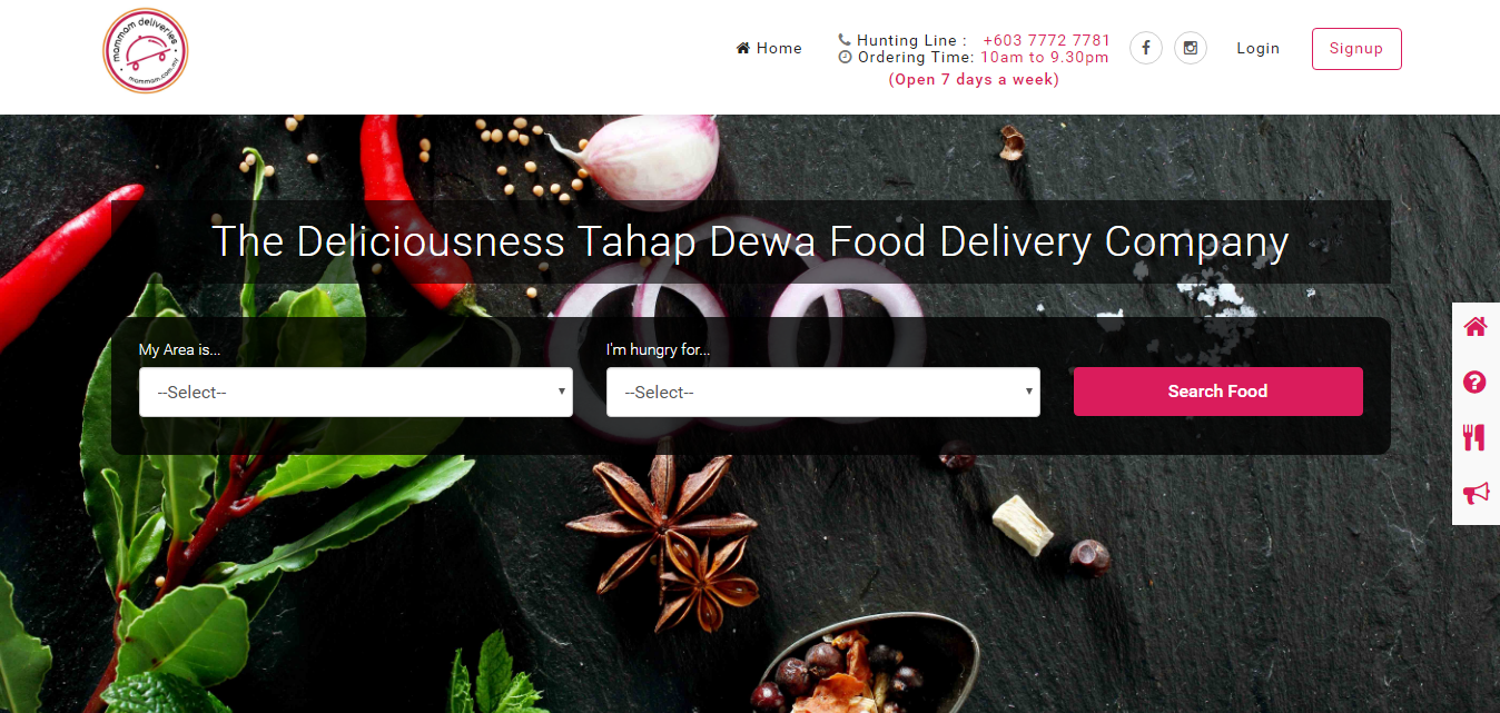 online food delivery in Malaysia: mammam-deliveries
