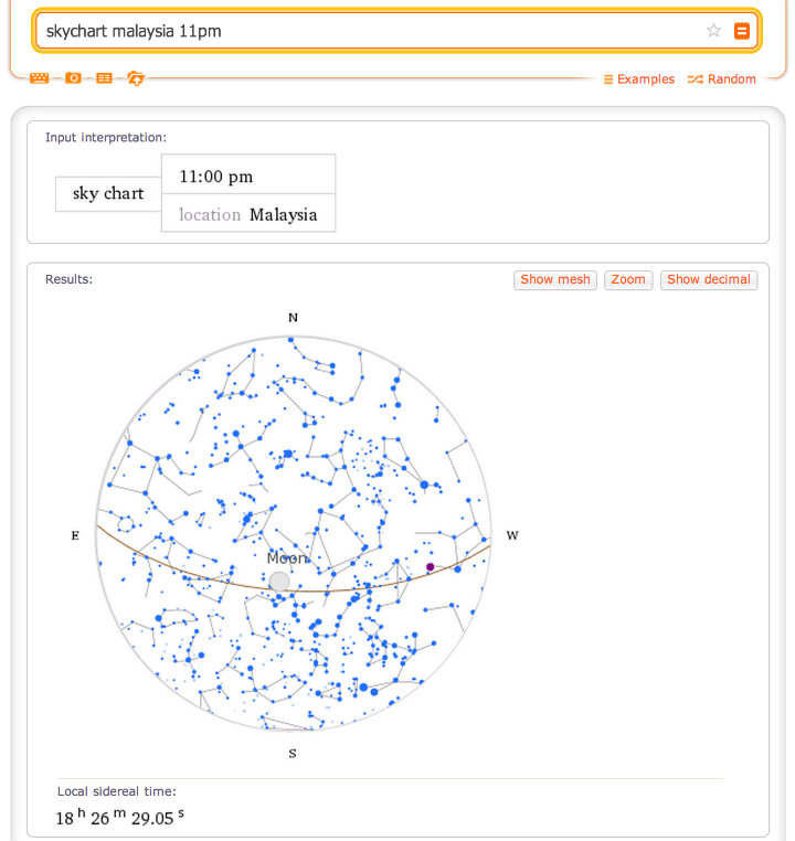 Skychart from Malaysia on Wolfram