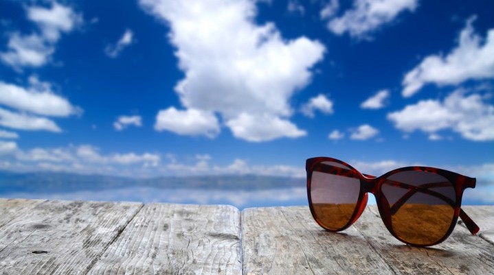 Sunglasses on a deck