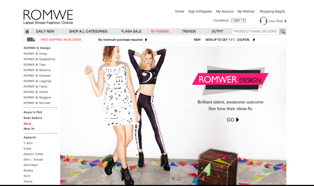 Romwe Home Page