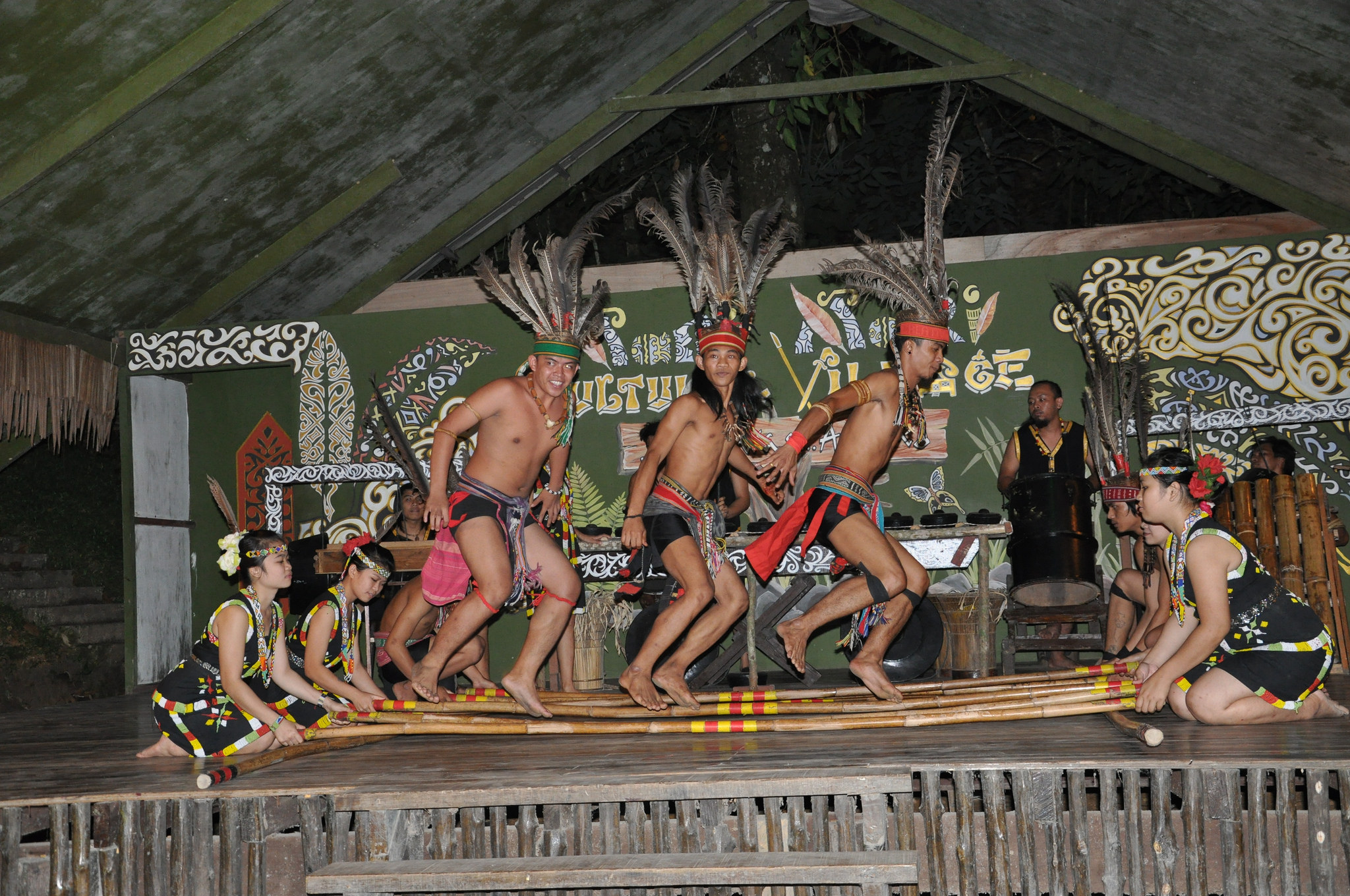 Traditional bamboo dancers