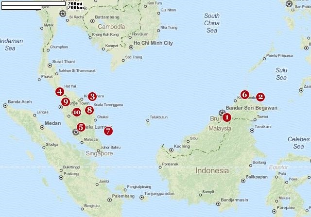 malaysia tourist attraction map