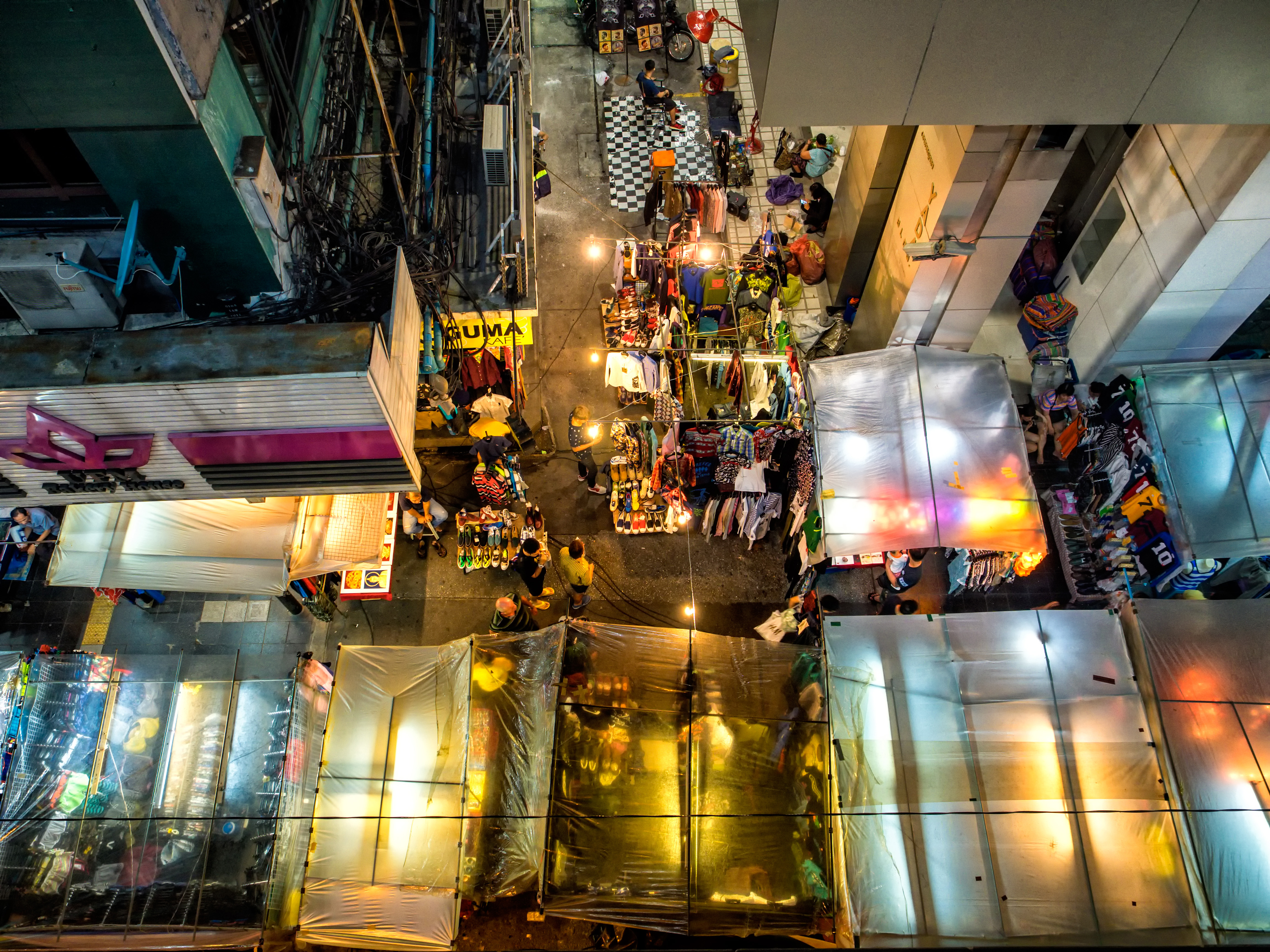 Local night market in Thailand. Mostly tourists come here to shop and bargain.