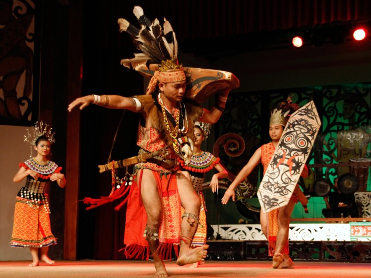 Iban dancers performing traditional dance