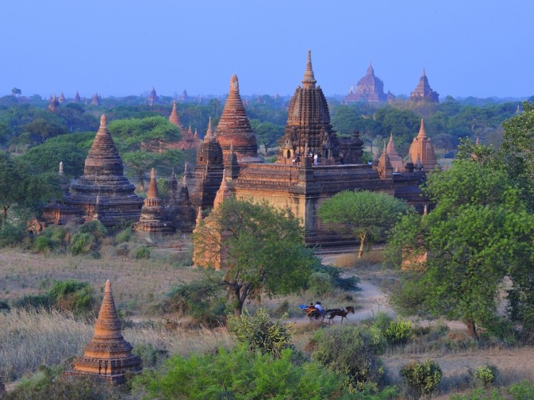 A group of Bagan pagodas in Myanmar