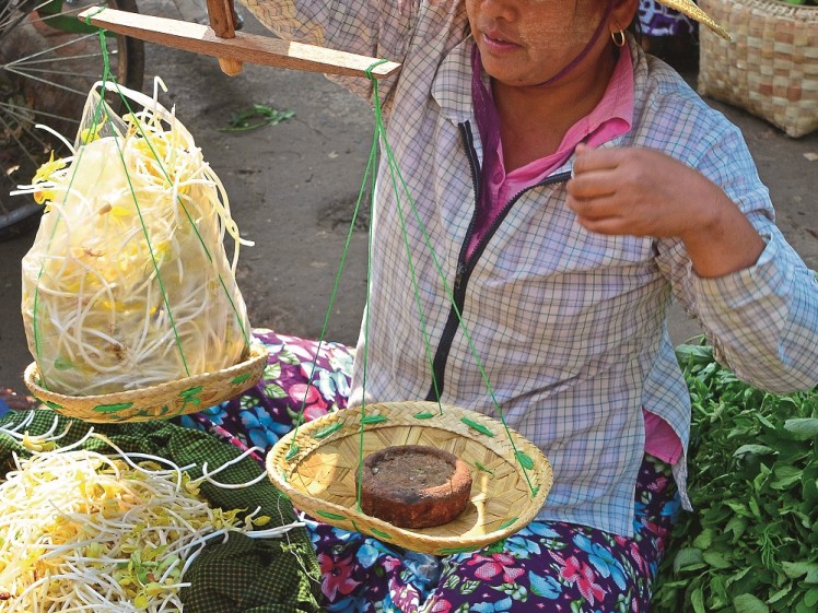 A homemade set of scales at the market