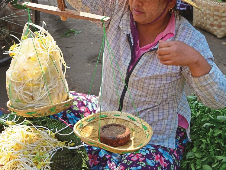 A homemade set of scales at the market