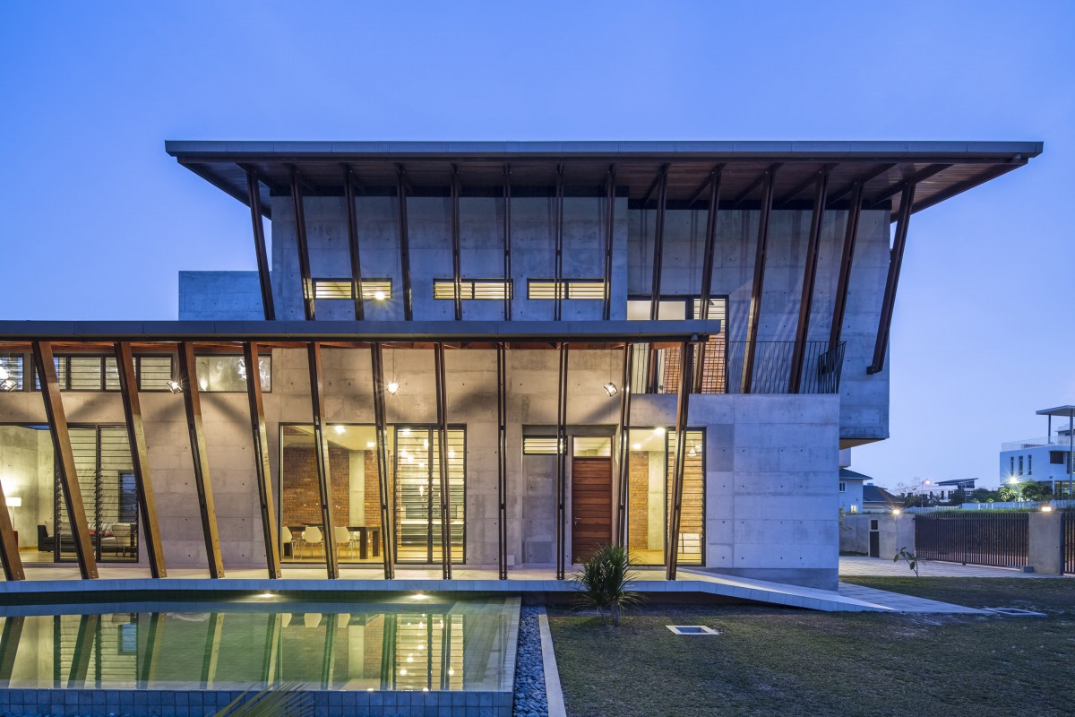 Front view at dusk