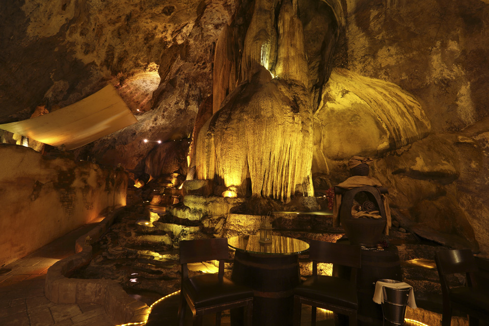 Jeff's Cellar at the Banjaran Hotspring Retreat near Ipoh, Malaysia. Jeff's Cellar is a bar within a limestone cave.