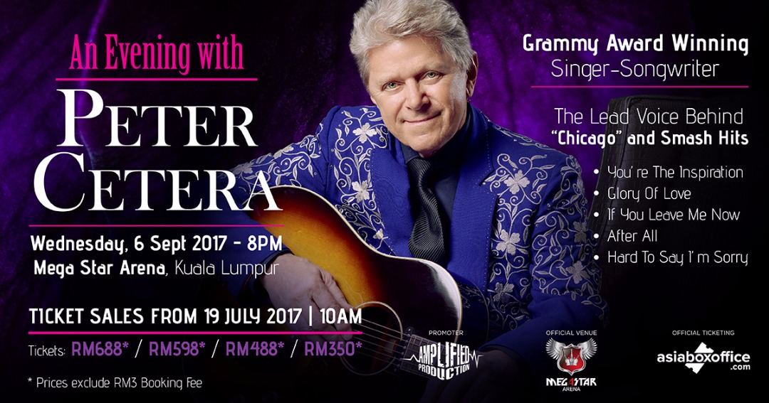 Peter Cetera of Chicago to Hold an Intimate Concert in Kuala Lumpur