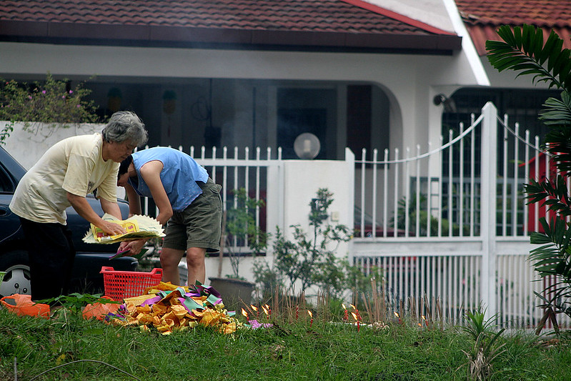 traditional hungry ghost festival burning