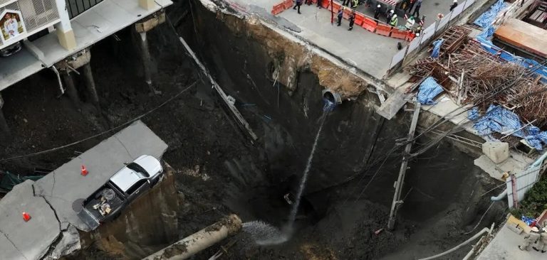 Massive 50-m-deep Bangkok Sinkhole Swallows Road, Prompts Evacuations